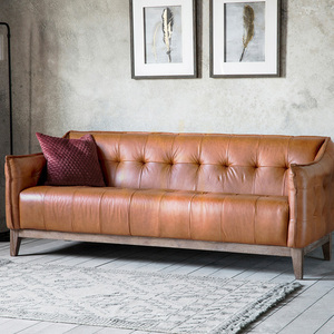 Pohovka Gallery Direct Ecclestone 3-miestna hnedá kožená 192 cm small 1