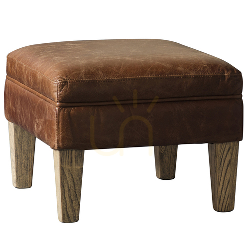 Skontrolujte Podnožka Gallery Direct Paddington vintage hnedá koža a jaseň 55 cm