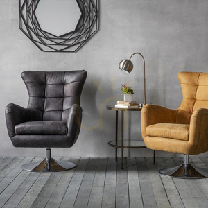 Kreslo Gallery Direct Bristol otočné, starožitný eben, koža/železo small 3