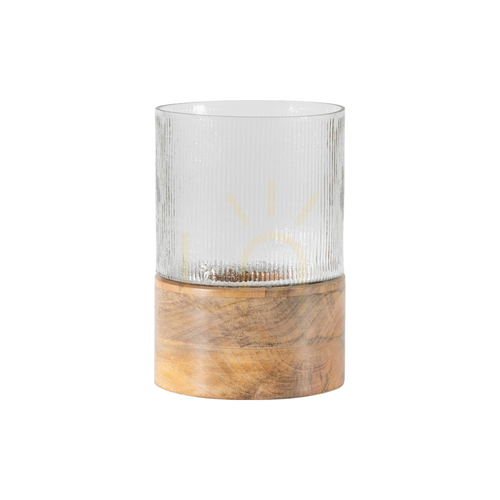 Skontrolujte Hurikánová lampa Gallery Direct Belver 26 cm sklo a mango drevo číra