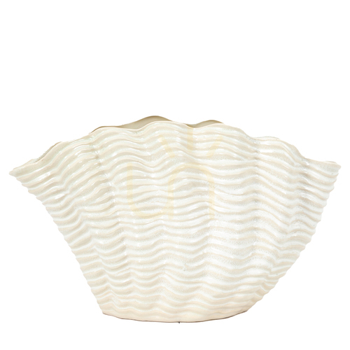 Skontrolujte Váza mušľa Gallery Direct veľká biela kamenina 37 cm