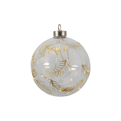 Skontrolujte Vianočná sklenená ozdoba s LED pierkom číra Gallery Direct 120x120x140 mm