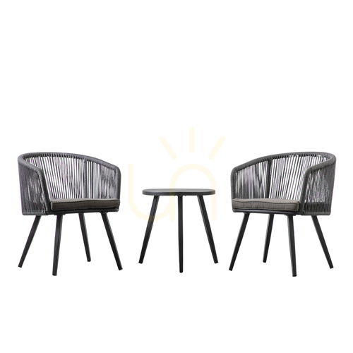 Skontrolujte Bistro set 2 miestny Gallery Direct Cassis drevené uhlie hliník a lano
