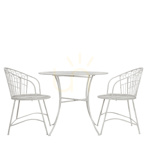 Skontrolujte Bistro set pre 2 osoby Gallery Direct Siracusa vanilkový kovový okrúhly
