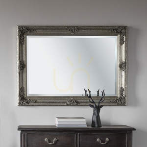 Obdĺžnikové barokové zrkadlo Gallery Direct Abbey Silver 109,5 × 79 cm small 2
