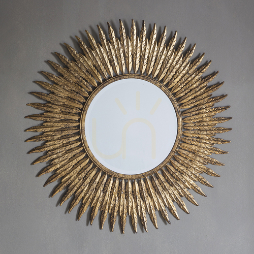 Skontrolujte Okrúhle nástenné zrkadlo Gallery Direct Quill s rámom z pier, staré zlato, 62 cm