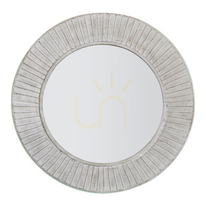Okrúhle nástenné zrkadlo Gallery Direct Ramlia 81 cm krémové so skleneným rámom small 0