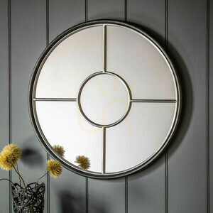 Okrúhle zrkadlo Gallery Direct Rocca čierno-strieborné 80 cm small 1