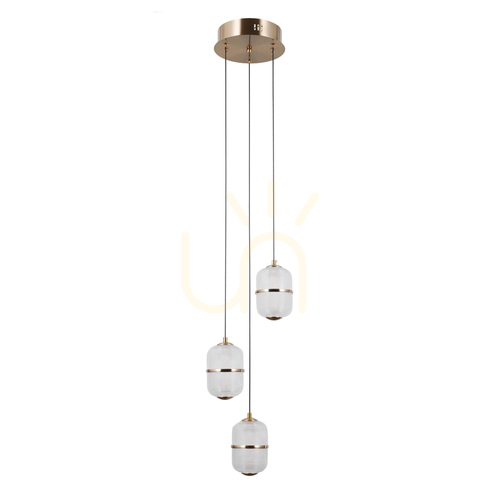 Skontrolujte Prívesné LED svetlo Italux Alani zlaté 3x 15W 3000K SKU PND-34375-3-HBR