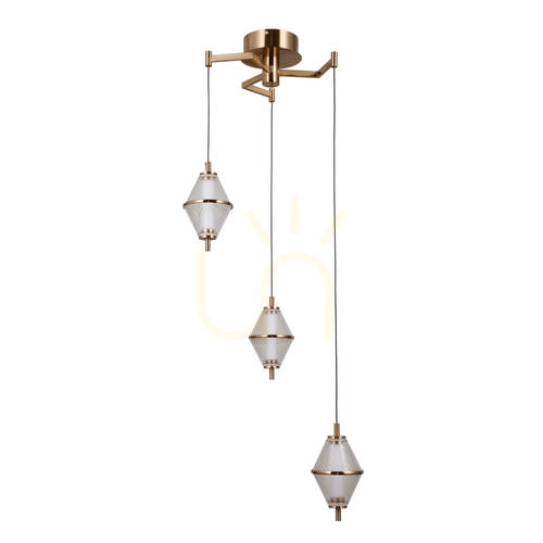 Skontrolujte Závesná LED lampa Italux zlatá 3x LED 3000K PND-34395-3-HBR