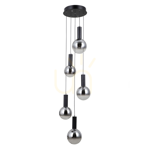 Skontrolujte Závesné LED svietidlo Italux Strela, čierne, 5 svetelných zdrojov, 35 cm, PND-34378-5S-BK
