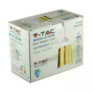 LED závesné svietidlo V-TAC 7W (akryl) zlaté 120x190mm VT-7333-G 3000K 400lm 3 roky záruka small 2
