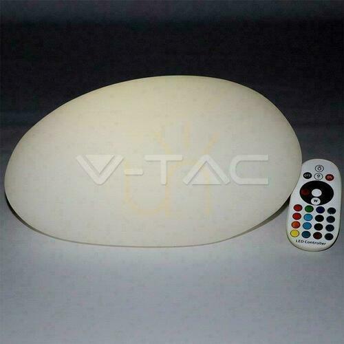 Skontrolujte V-TAC LED záhradné svietidlo Stone 28cm nabíjanie diaľkové ovládanie VT-7802 RGBW 18lm