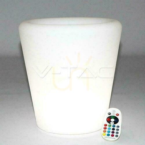 Skontrolujte V-TAC LED záhradné svietidlo Hrniec 28cm Nabíjanie Diaľkové ovládanie VT-7805 RGBW 18lm.