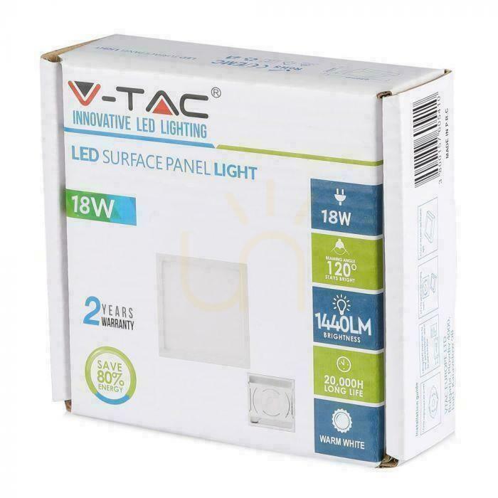 Displej V-TAC Premium 18W štvorcový VT-1805SQ 3000K 1500lm panel LED na povrchovú montáž. V-TAC Premium 18W štvorcový VT-1805SQ 3000K 1500lm panel LED na povrchovú montáž.
