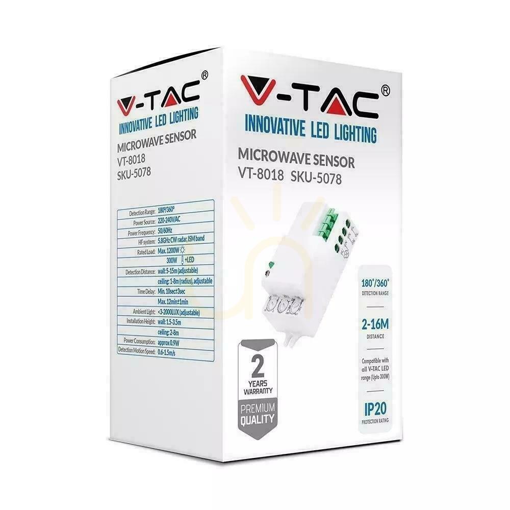 Displej Mikrovlnný snímač pohybu V-TAC VT-8018 Mikrovlnný snímač pohybu V-TAC VT-8018