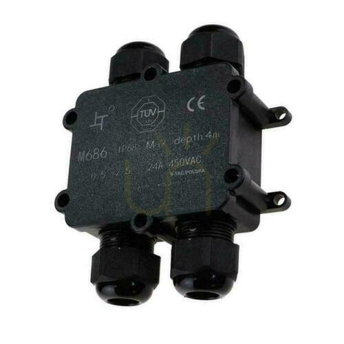 Skontrolujte Hermetická spojovacia skrinka 4x4Pin čierna 0,5-4mm2 Priemer vodiča 8-12mm IP68 V-TAC VT-871