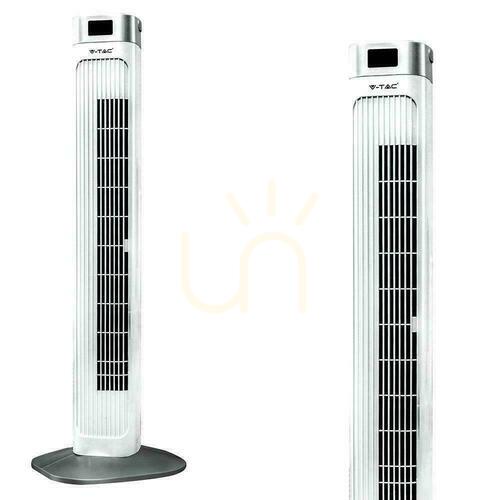 Skontrolujte V-TAC Ventilátor s ukazovateľom teploty a diaľkovým ovládaním 55W 95cm biely VT-5536