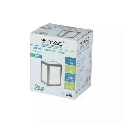 Skontrolujte V-TAC 12W LED nástenné svietidlo IP65 sivé VT-822 6400K 750lm
