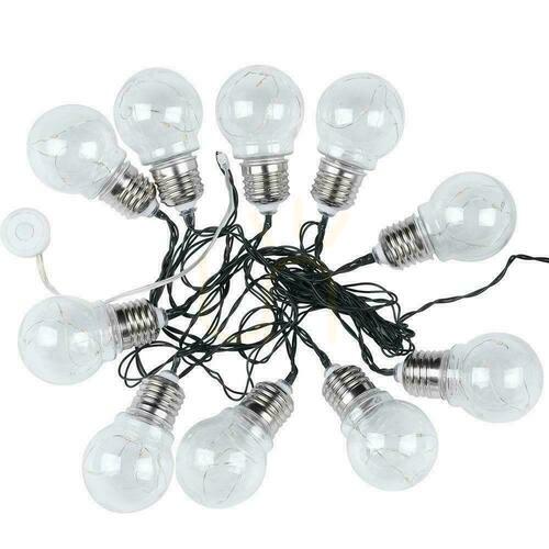 Skontrolujte V-TAC Solar LED Garden Garland 5 metrov 10 žiaroviek Filament VT-71010 3000K 100lm.