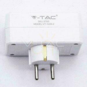 Dvojcestný uzemnený adaptér V-TAC VT-1006 2×16 A 250 V biely small 1