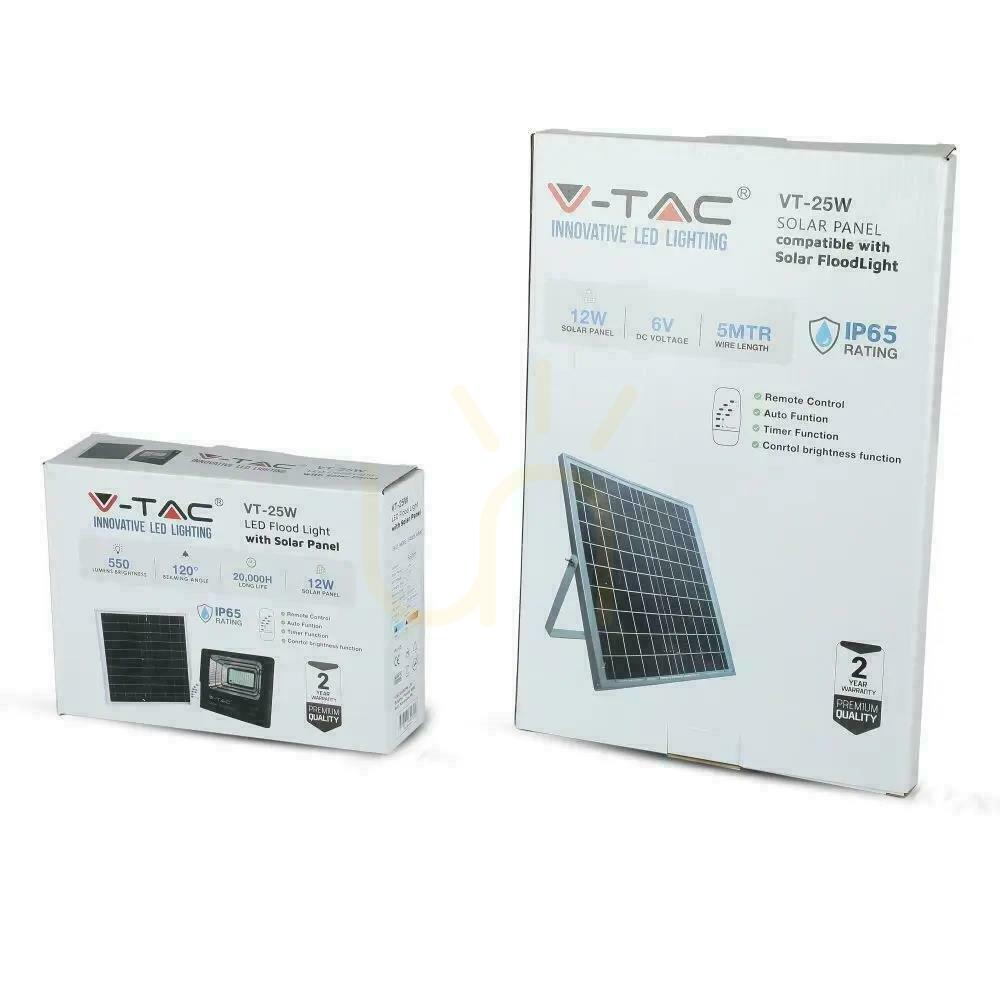 Šou V-TAC Solárny LED projektor 12W čierny IP65, diaľkové ovládanie, časovač VT-25W 6000K 550lm V-TAC Solárny LED projektor 12W čierny IP65, diaľkové ovládanie, časovač VT-25W 6000K 550lm