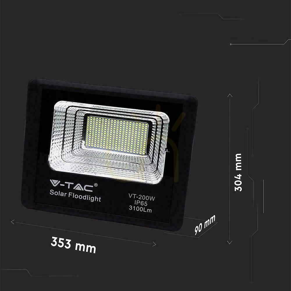 Šou V-TAC Solárny LED projektor 40W čierny IP65, diaľkové ovládanie, časovač VT-200W 6000K 3100lm V-TAC Solárny LED projektor 40W čierny IP65, diaľkové ovládanie, časovač VT-200W 6000K 3100lm