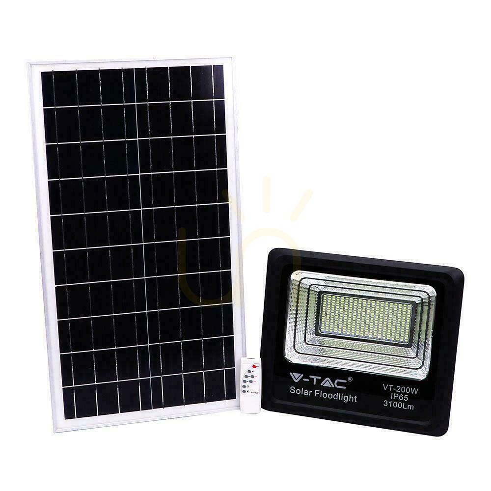 Skontrolujte V-TAC Solárny LED projektor 40W čierny IP65, diaľkové ovládanie, časovač VT-200W 6000K 3100lm V-TAC Solárny LED projektor 40W čierny IP65, diaľkové ovládanie, časovač VT-200W 6000K 3100lm