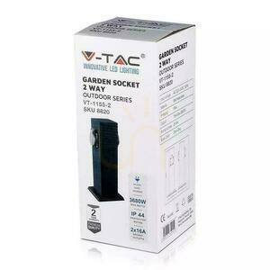 V-TAC Záhradný stĺp 2 zásuvky 30cm 2x16A 3600W IP44 Grafitová VT-1155-1 small 4