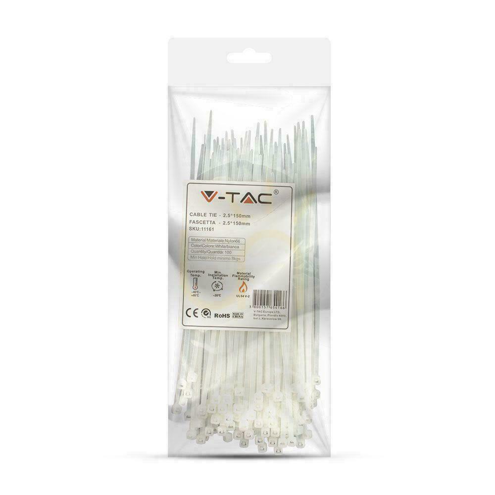 vyhliadka Svorka V-TAC 2,5x150 mm biela 8 kg Nylon66 (balenie. 100ks) Svorka V-TAC 2,5x150 mm biela 8 kg Nylon66 (balenie. 100ks)