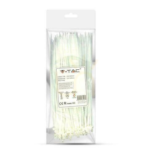 Skontrolujte Svorka V-TAC 2,5x200 mm biela 8 kg Nylon66 (balenie. 100ks)
