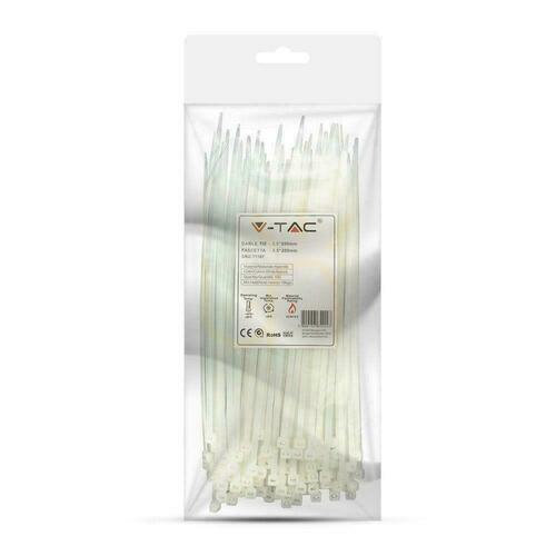 Skontrolujte Svorka V-TAC 3,5x200 mm biela 18 kg Nylon66 (balenie. 100ks)