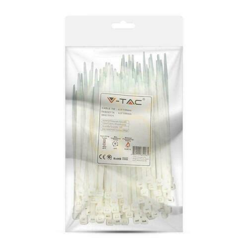 Skontrolujte V-TAC svorka 4,5x150 mm biela 22 kg Nylon66 (balenie. 100ks)