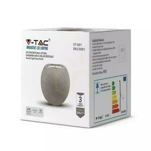 V-TAC BETON G9 LED nástenné svietidlo Guľaté Svetlosivé IP20 VT-891 small 2