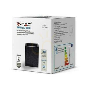 V-TAC BETON nástenné svietidlo G9 LED Square Dark Grey IP20 VT-892 small 4