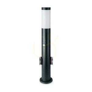 Záhradný stĺpik V-TAC VT-838 60 cm E27, PIR snímač + 2 zásuvky 230 V, čierna nehrdzavejúca oceľ, IP44 small 0