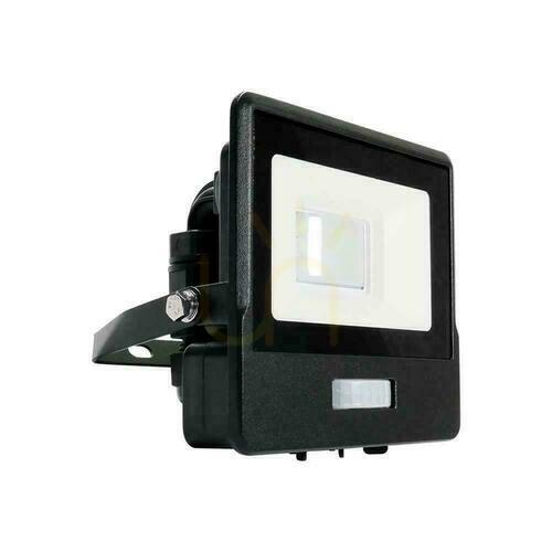 Skontrolujte V-TAC LED projektor 10W SAMSUNG CHIP Senzor pohybu čierny s MUFa VT-118S 3000K 735lm 5 rokov záruka