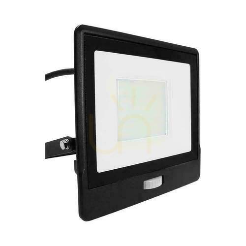 Skontrolujte LED projektor V-TAC 50W SAMSUNG CHIP Senzor pohybu Čierny kábel 1M VT-158S-1 4000K 4000lm Záruka 5 rokov