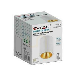 V-TAC GU10 okrúhla trubica na povrchovú montáž biela+zlatá 98x118mm VT-978RD 3 roky záruka small 1