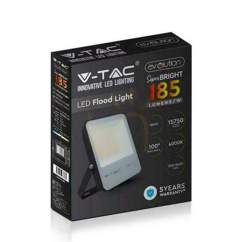 Skontrolujte LED projektor V-TAC 100W G8 Black 185Lm/W EVOLUTION VT-100185 6500K 15750lm 5 rokov záruka