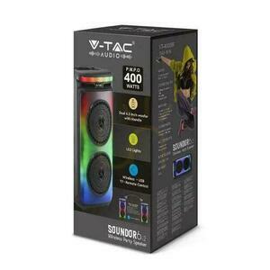 V-TAC Prenosný reproduktor 400 W Mikrofón Diaľkové ovládanie BT USB TF FM AUX TWS KARAOKE VT-4000W. small 2