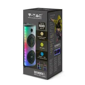 V-TAC Prenosný reproduktor 600 W Mikrofón Diaľkové ovládanie BT USB TF FM AUX TWS KARAOKE VT-6000W. small 4