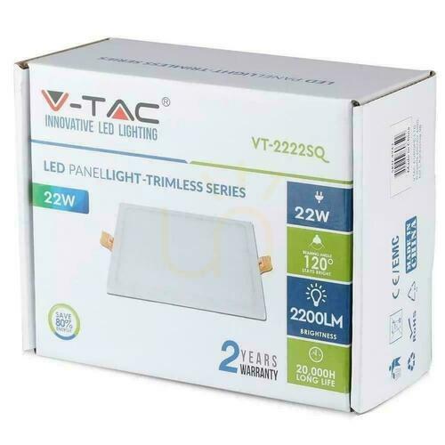 Skontrolujte V-TAC 22W štvorcový LED panel VT-2222SQ 6000K 2200lm