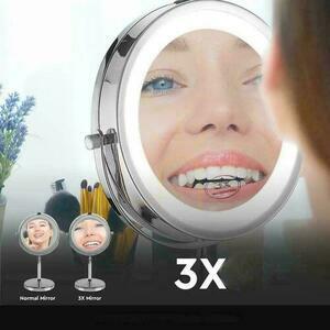 V-TAC Prenosné zrkadlo 3W LED Kúpeľňa Makeup 4xAAA fi.17CM Chrome VT-7572 6400K 30lm small 3