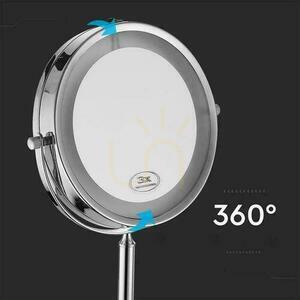 V-TAC Prenosné zrkadlo 3W LED Kúpeľňa Makeup 4xAAA fi.17CM Chrome VT-7572 6400K 30lm small 8