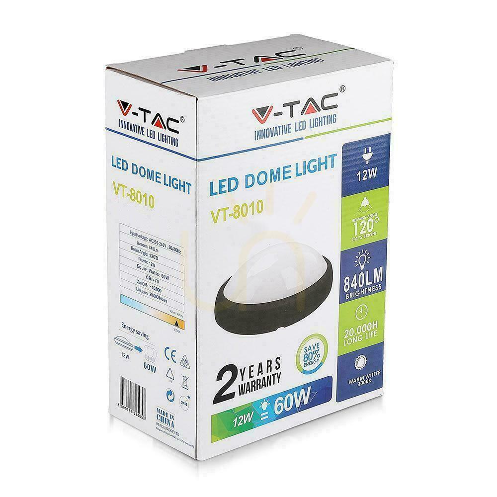 Šou Plafond 12W LED V-TAC Oval Black IP54 VT-8010-B 3000K 840lm Plafond 12W LED V-TAC Oval Black IP54 VT-8010-B 3000K 840lm