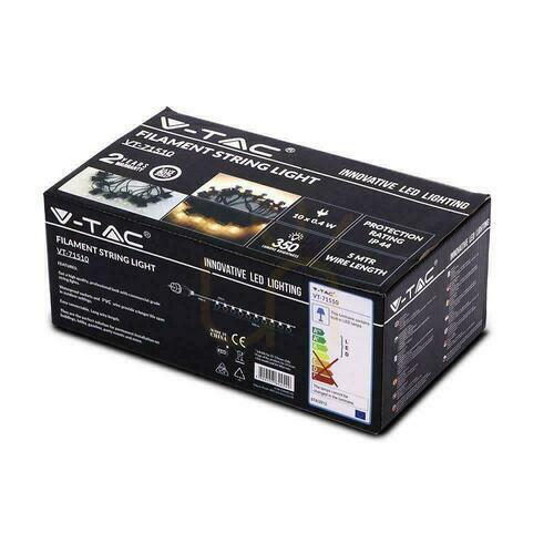 Skontrolujte V-TAC Záhradná girlanda (reťazec) 6W LED 5 metrov 10 žiaroviek 0,4W vlákno VT-71510 3000K 350lm
