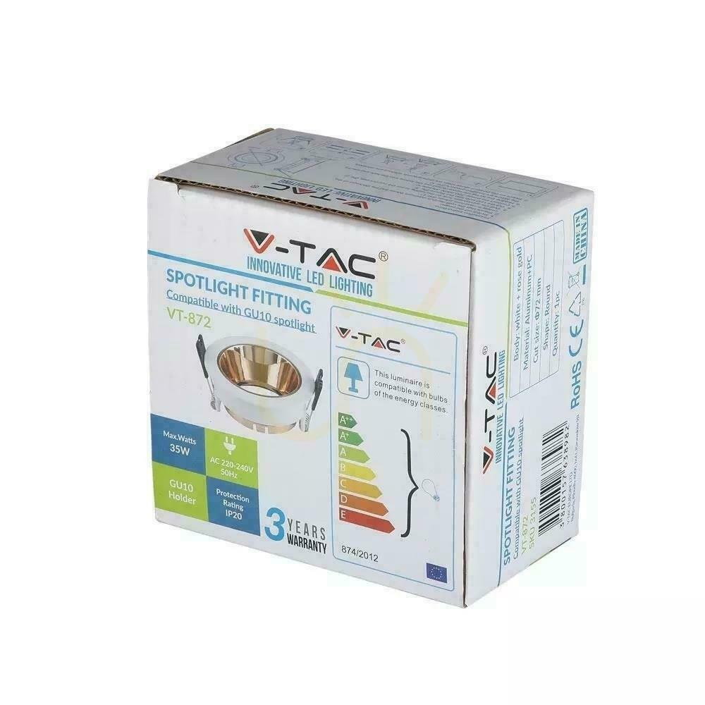 Šou V-TAC GU10 zapustená sieťka biela/zlatá mosadz okrúhla VT-872-WR 3 roky záruka V-TAC GU10 zapustená sieťka biela/zlatá mosadz okrúhla VT-872-WR 3 roky záruka