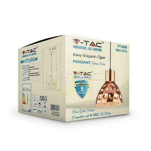 Skontrolujte V-TAC Závesné svietidlo ružovo-zlaté fi220 VT-8220 5 rokov záruka