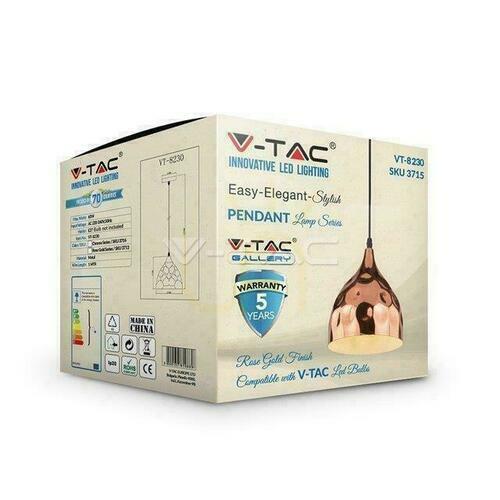 Skontrolujte V-TAC Závesné svietidlo ružovo-zlaté fi230 VT-8230 5 rokov záruka